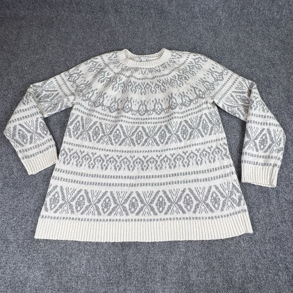 J. Jill Gray and Cream Fair Isle Sweater
